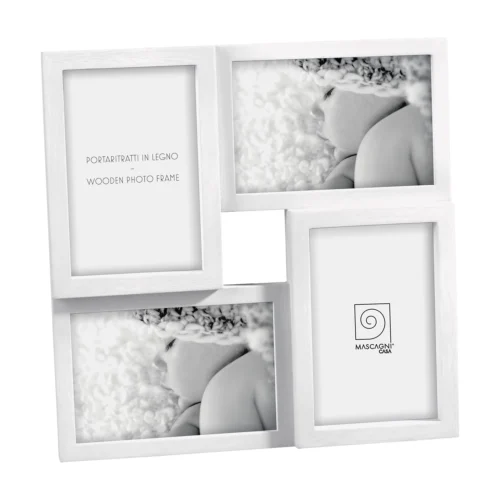 Cornice multipla portafoto multiplo in legno bianco
