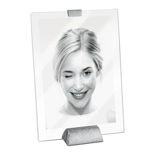 Cornice portafoto in vetro 13 x 18 cm argento - cromo