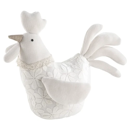 Gallina H. 29 cm fermaporta in tessuto con pizzo