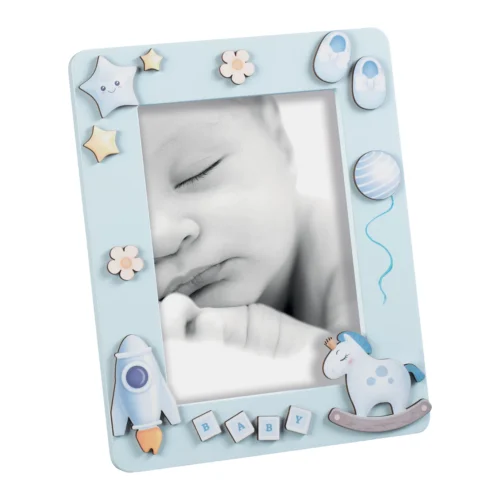 Cornice portafoto in MDF 13 x 18 cm celeste
