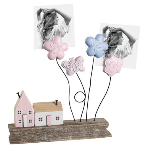 Portafoto multiplo con clip in legno