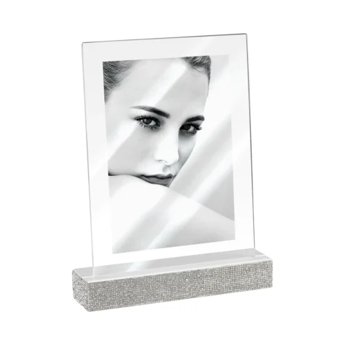 Portafoto in acrilico con strass bianco