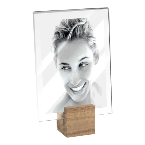 Portafoto con base in legno 10 x 10 cm rovere