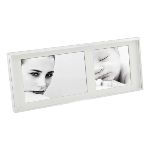 Portafoto doppio cornice multipla in metallo lucido