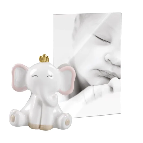Portafoto elefante in ceramica 10 x 15 cm rosa
