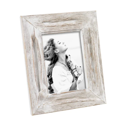 Portafoto in legno anticato 13 x 18 cm bianco