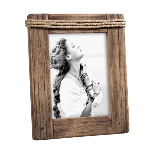 Portafoto in legno con corda 15 x 20 cm
