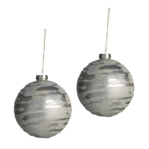 Set di 4 palle in vetro argento - cromo ⌀ 10 cm