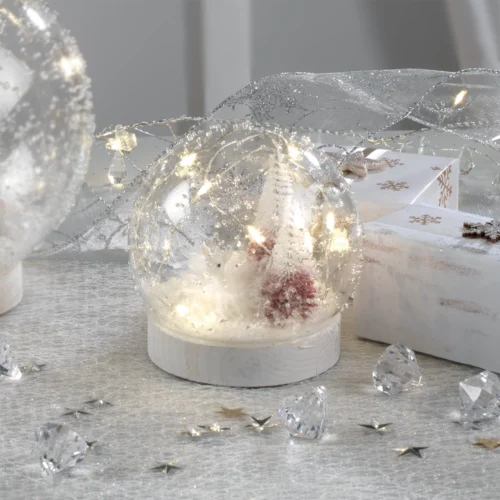 Palla LED ⌀ 10 cm cervo in vetro ghiacchiato