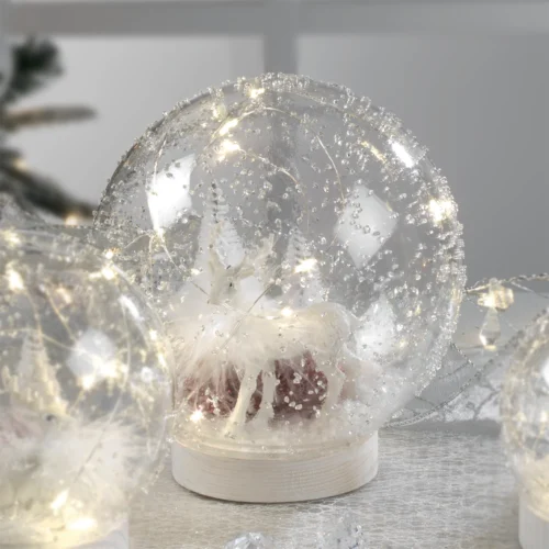 Palla LED ⌀ 15 cm cervo in vetro ghiacchiato