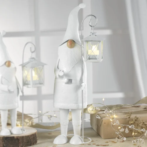 Gnomo LED H. 46,5 cm santa claus in metallo