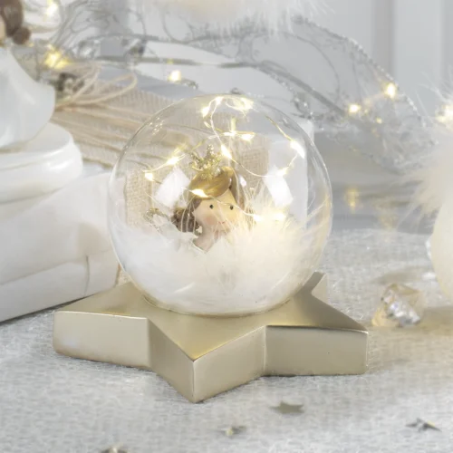 Palla LED stella decorazione angelo in resina
