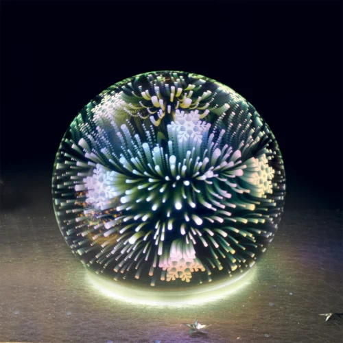 Palla LED in vetro con fiocchi 3d ⌀ 12 cm