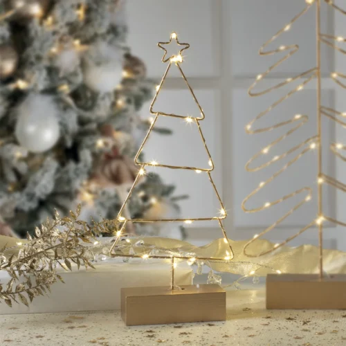 Decorazione LED abete in metallo H. 40 cm