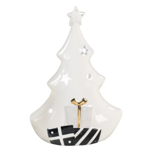 Portacandela abete in ceramica Nero