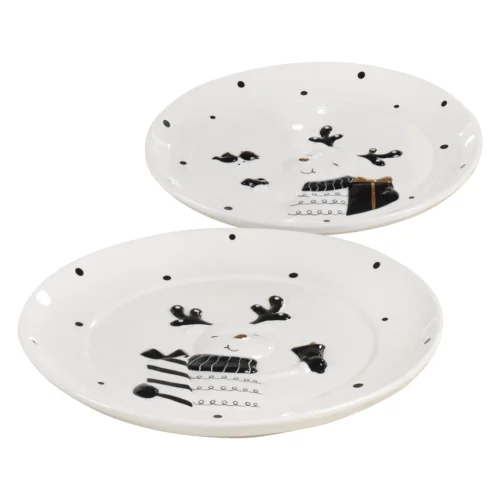 Set di 2 piatti renna in ceramica