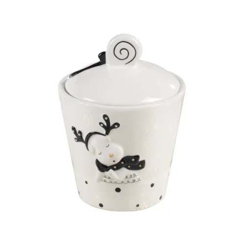 Barattolo renna in ceramica H. 16,2 cm