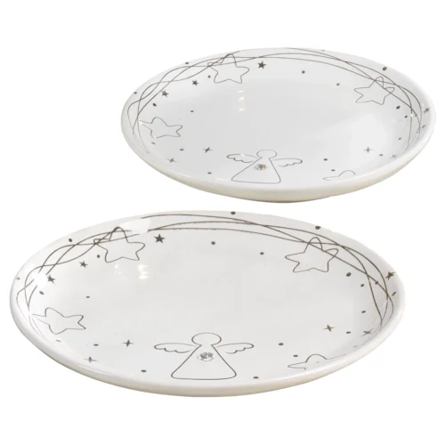 Set di 2 piatti angelo in ceramica