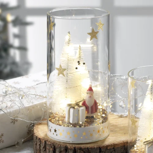 Bicchiere LED Santa Claus H. 18 cm in vetro