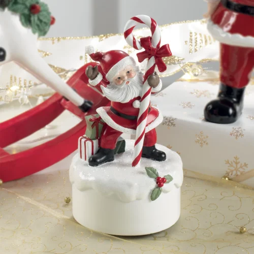 Carillon a molla Santa Claus H. 19 cm in resina