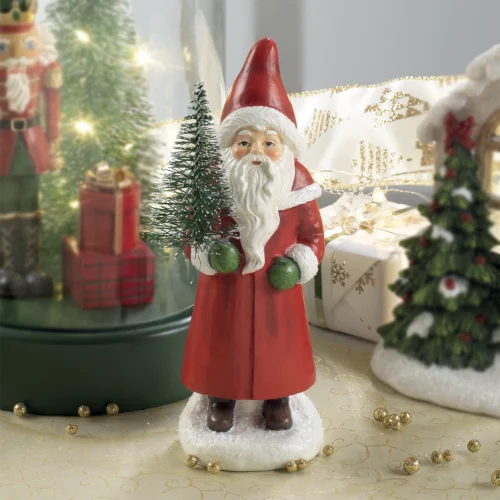 Santa claus in resina con abete