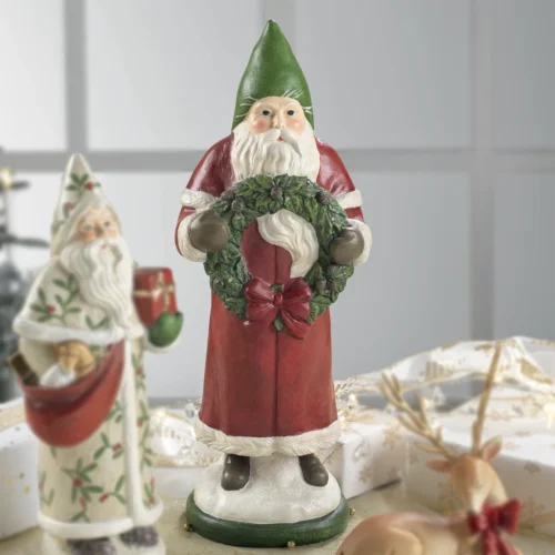 Santa claus LED in resina con ghirlanda