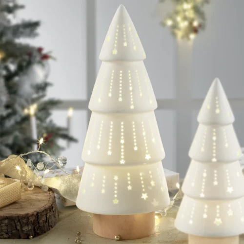 Abete LED H. 32,5 cm in porcellana