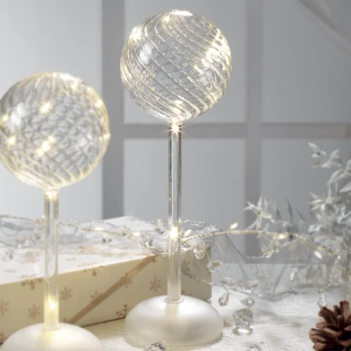 Palla LED H. 30 cm in vetro con base satinata