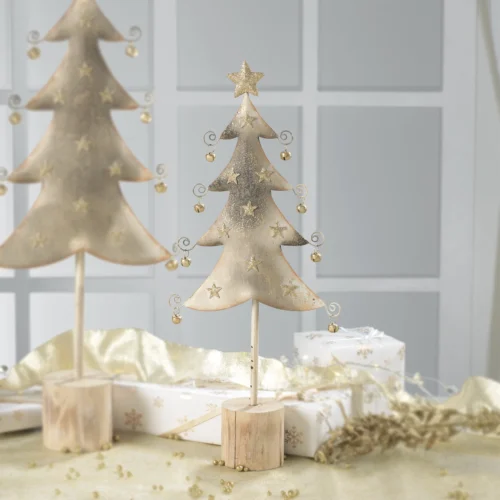 Albero H. 45,5 cm abete in metallo con base in legno