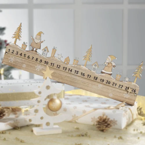 Calendario dell'avvento in legno Oro