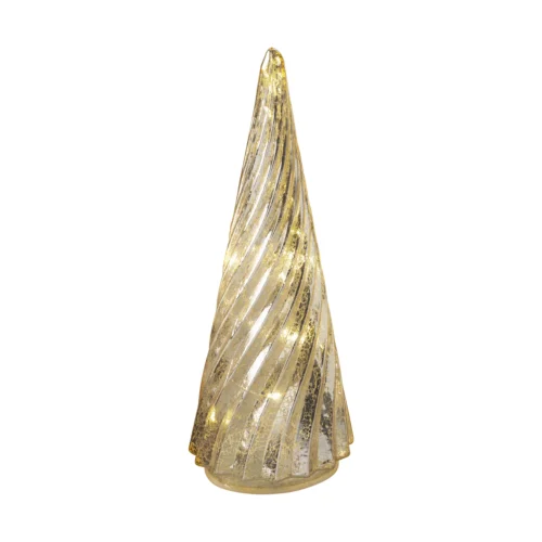 Abete LED H. 26 cm in vetro argentato