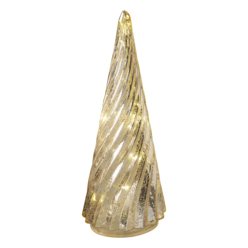 Abete LED H. 31,5 cm in vetro argentato