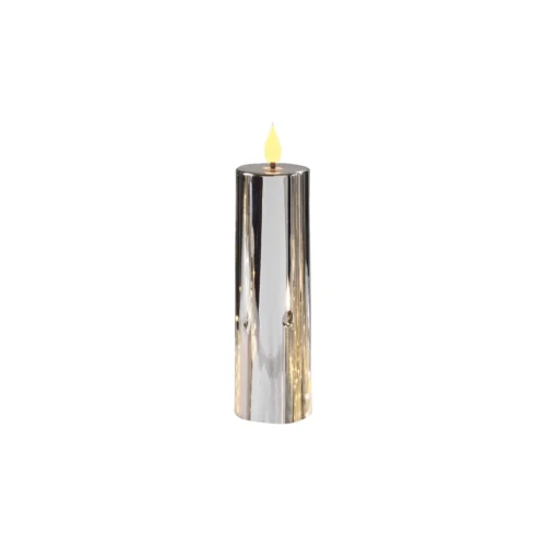 Candela LED metallizzata H. 13 cm Argento