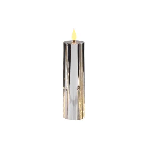 Candela LED metallizzata H. 19 cm Argento
