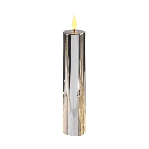 Candela LED metallizzata H. 29 cm Argento