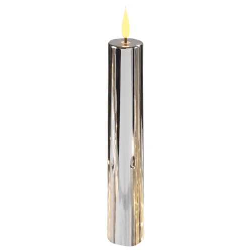 Candela LED metallizzata H. 34 cm Argento