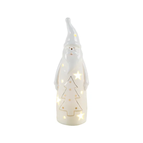 Santa LED claus in porcellana lucida H. 15,5 cm