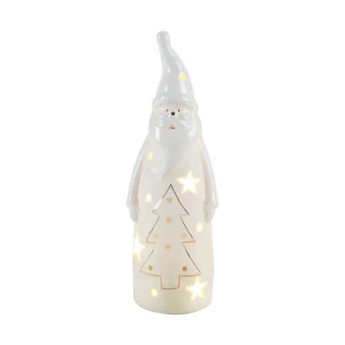 Santa LED claus in porcellana lucida H. 21 cm