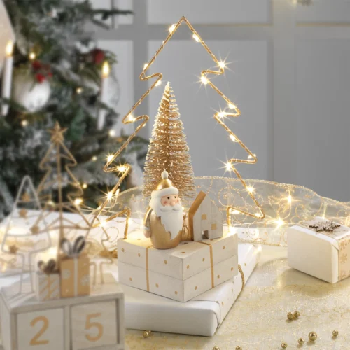 Decorazione LED santa claus Oro