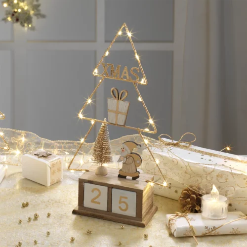 Calendario LED dell'avvento santa claus H. 35 cm