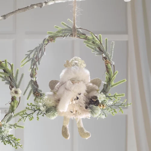 Decorazione ⌀ 30 cm angelo da appendere in tessuto