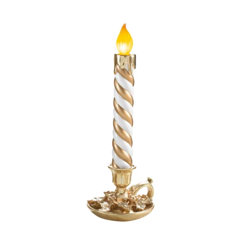 Candela LED H. 50 cm bugia foglia oro