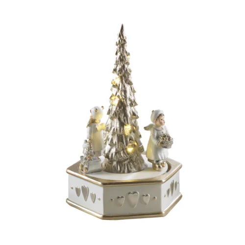 Carillon LED albero H. 24,5 cm angeli in resina