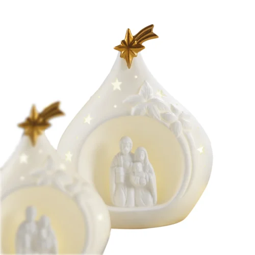 Presepe in porcellana con luce a LED H. 21 cm