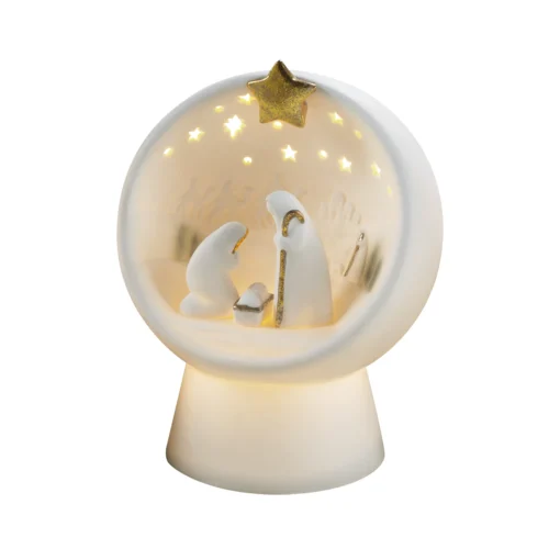Nativita' LED H. 16 cm presepe in porcellana