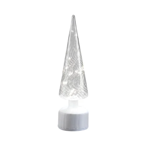Abete LED con base girevole H. 34 cm in vetro con movimento rotante