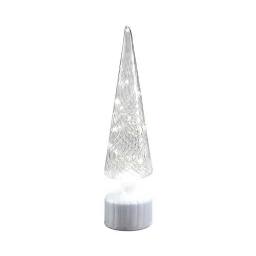 Abete LED con base girevole H. 38,5 cm in vetro con movimento rotante