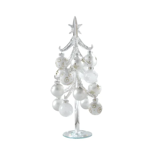 Abete con palle H. 26 cm in vetro
