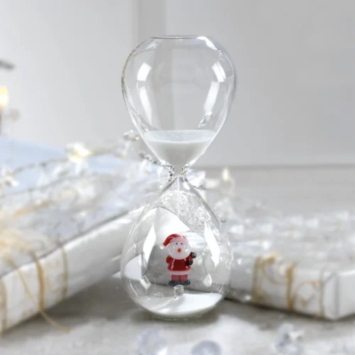 Clessidra santa claus H. 20 cm in vetro con babbo natale