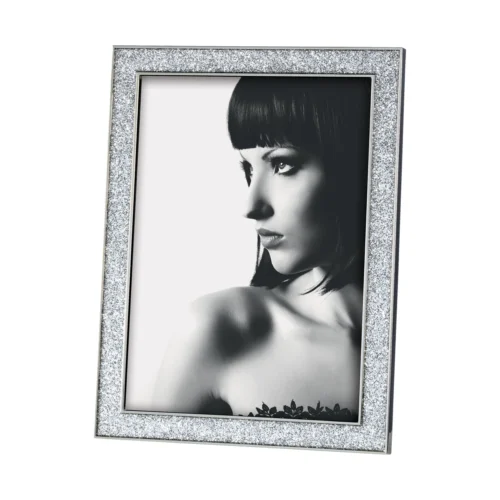Alternative view of Cornice portafoto in metallo con glitter argento - cromo